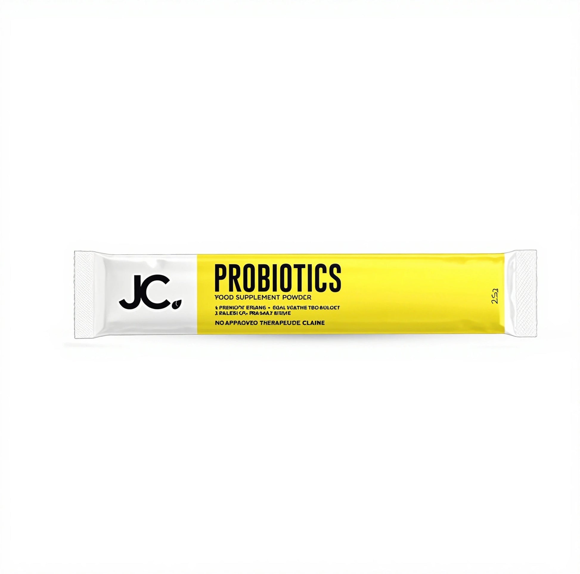 JC Probiotics supplement packet on a white background